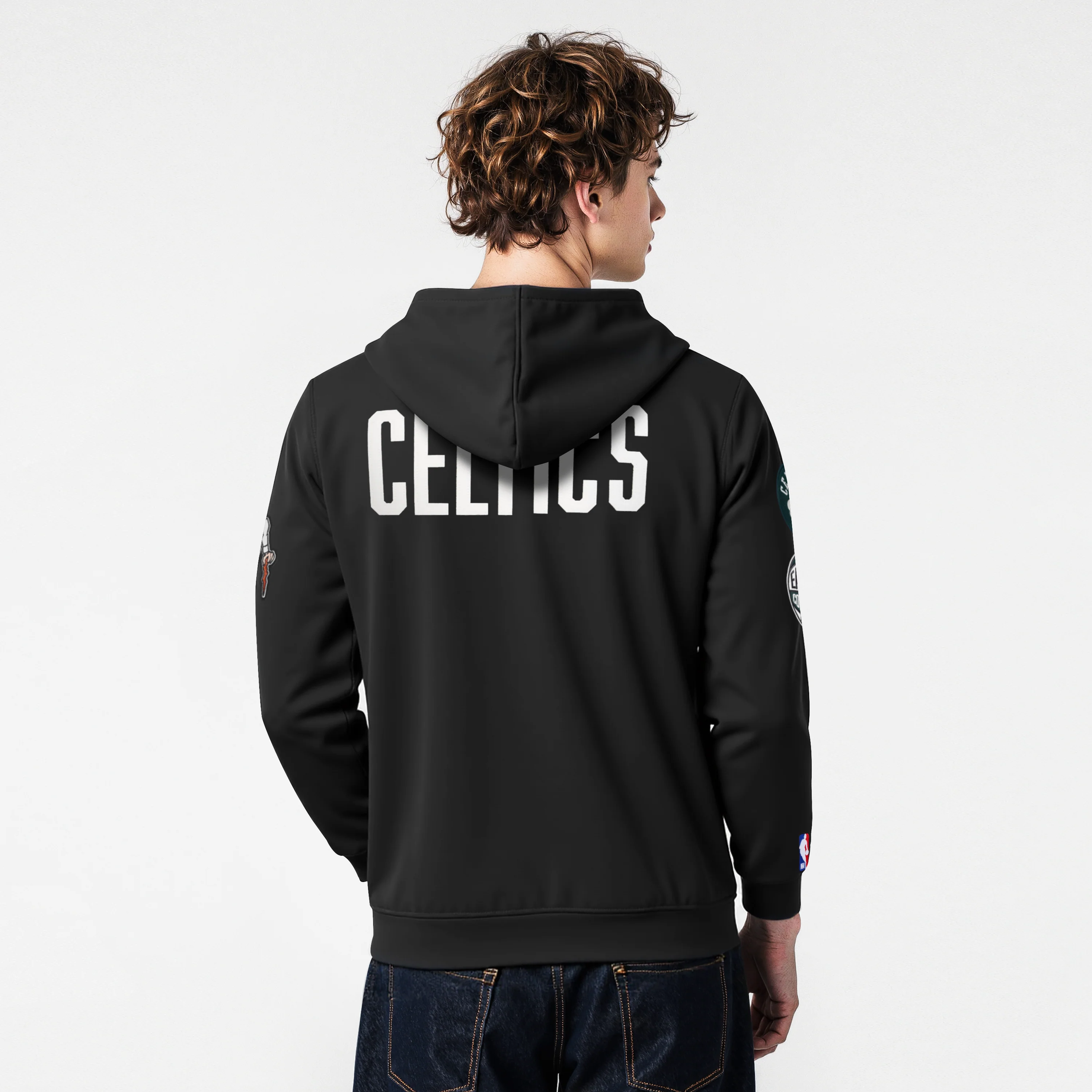 NBA BOSTON CELTICS MODERN ORIGINALS MEN'S FLC PO HOODIE (BLACK) - Image 2