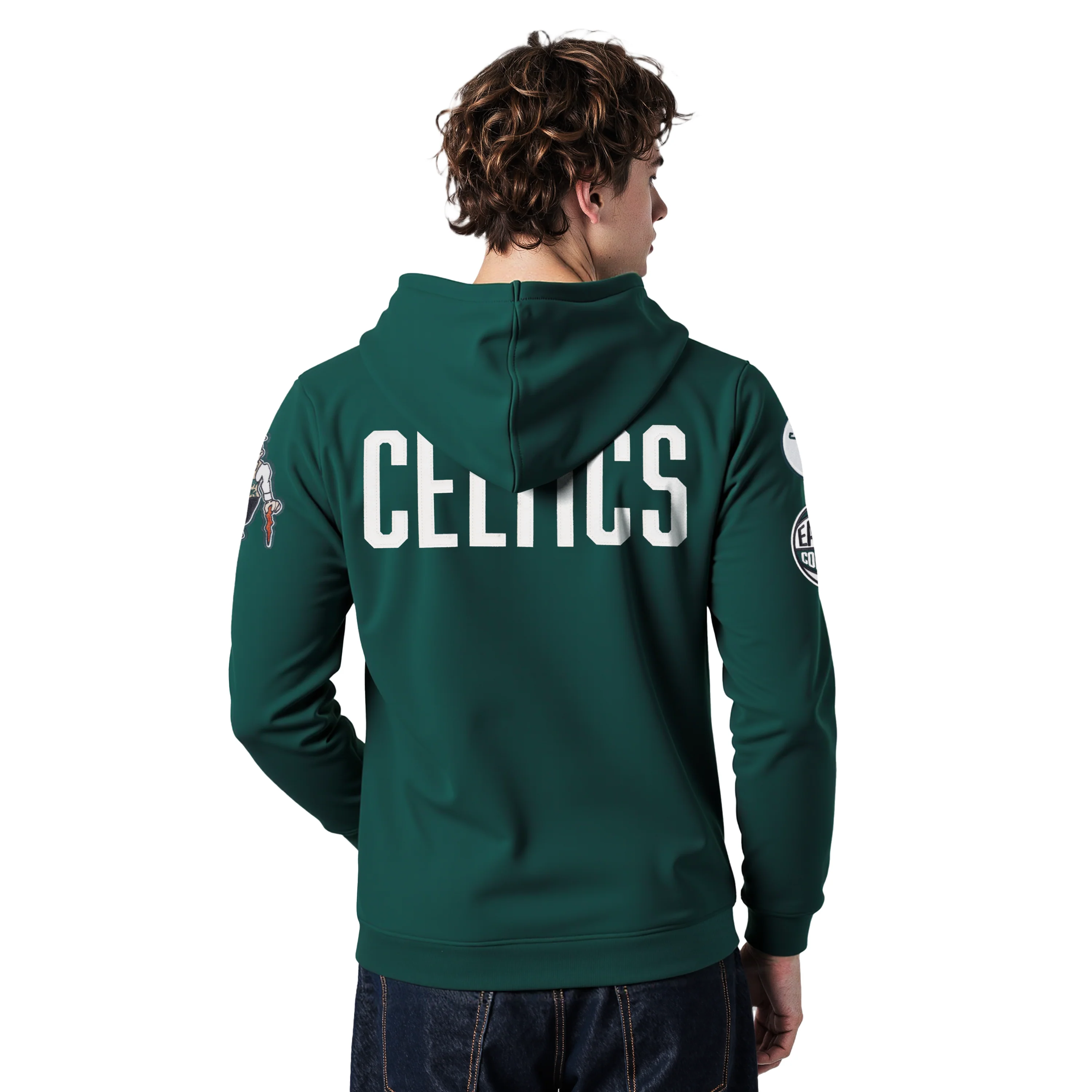 NBA BOSTON CELTICS MODERN ORIGINALS MEN'S FLC PO HOODIE (FOREST GREEN) - Image 4