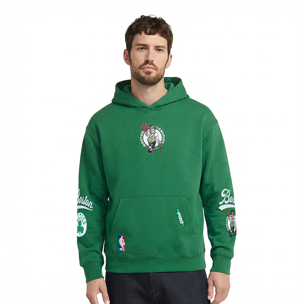 NBA BOSTON CELTICS LIVING LARGE MEN'S DROP SHOULDER FLC PO HOODIE (KELLY GREEN)