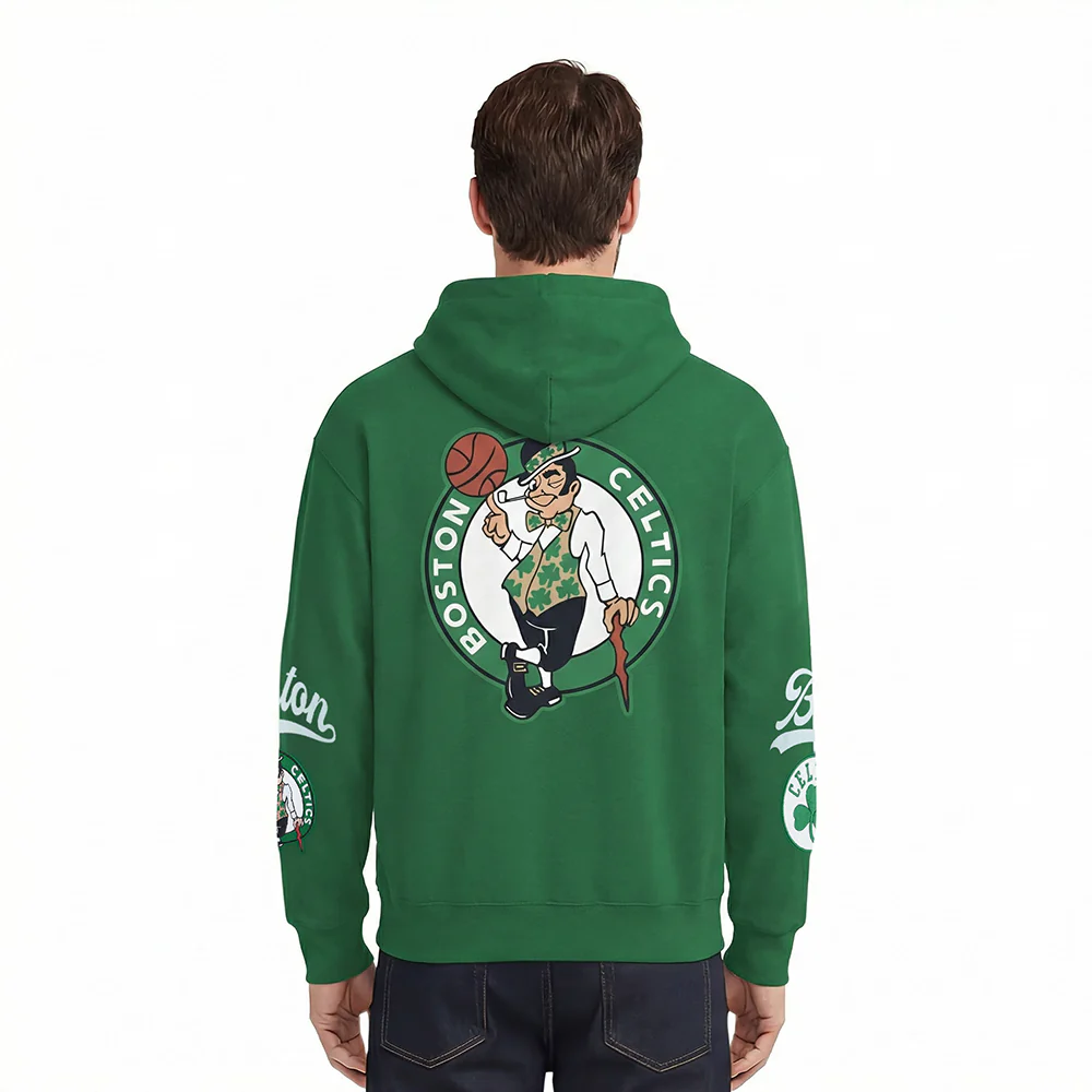 NBA BOSTON CELTICS LIVING LARGE MEN'S DROP SHOULDER FLC PO HOODIE (KELLY GREEN) - Image 2