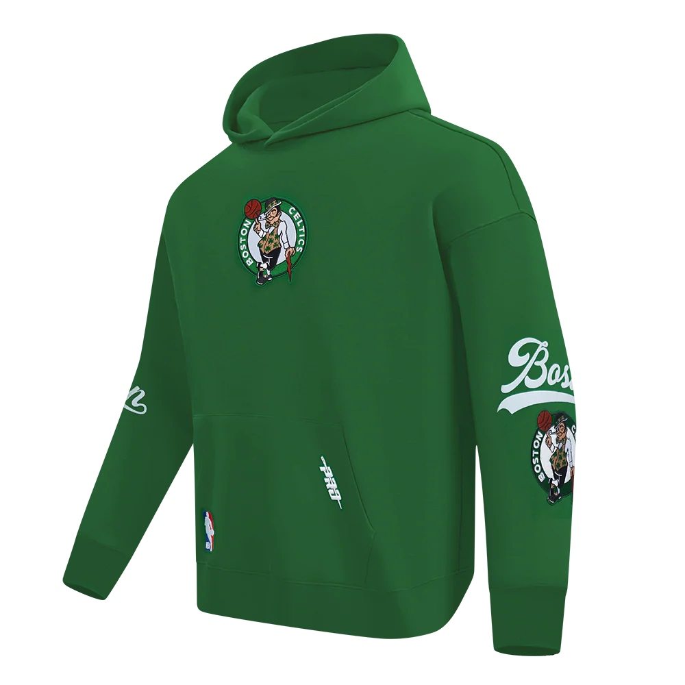 NBA BOSTON CELTICS LIVING LARGE MEN'S DROP SHOULDER FLC PO HOODIE (KELLY GREEN) - Image 3