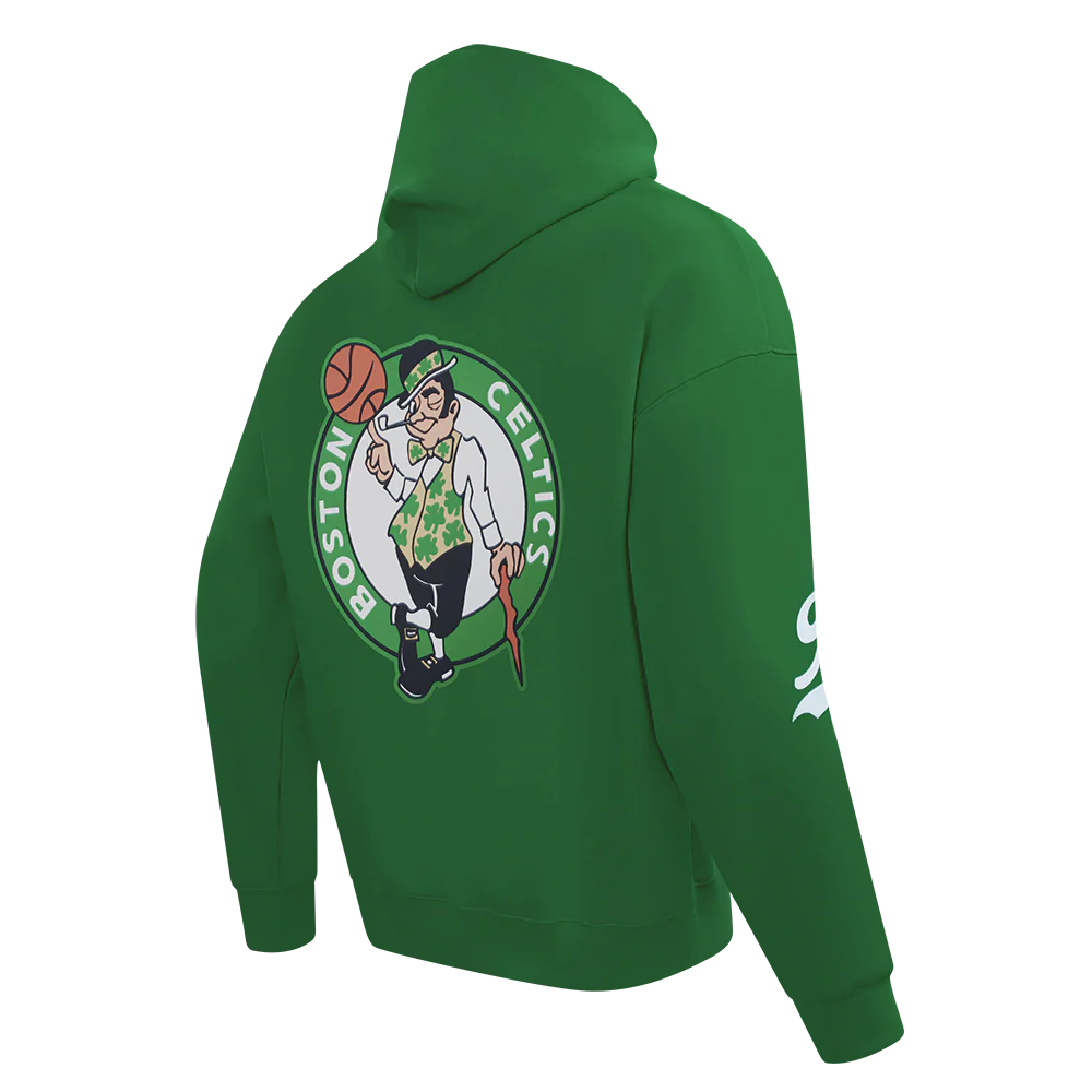 NBA BOSTON CELTICS LIVING LARGE MEN'S DROP SHOULDER FLC PO HOODIE (KELLY GREEN) - Image 4