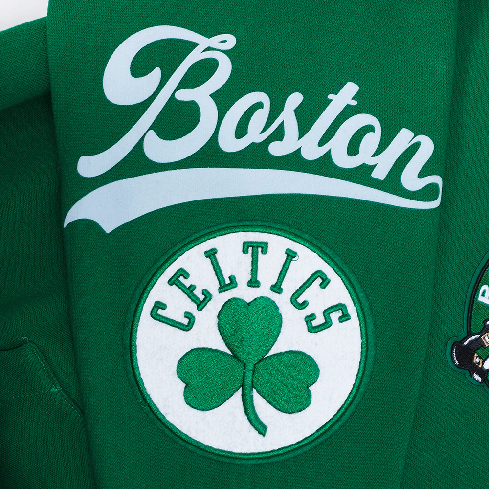 NBA BOSTON CELTICS LIVING LARGE MEN'S DROP SHOULDER FLC PO HOODIE (KELLY GREEN) - Image 8