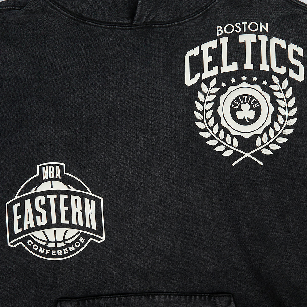NBA BOSTON CELTICS STREET TEAM MEN'S ENZYME WASH DS FT PO HOODIE (WASHED BLACK) - Image 6