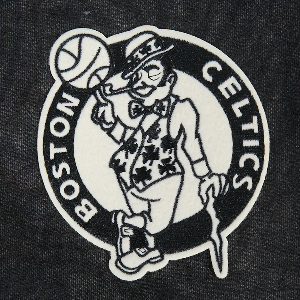 NBA BOSTON CELTICS STREET TEAM MEN'S ENZYME WASH DS FT PO HOODIE (WASHED BLACK) - Image 7