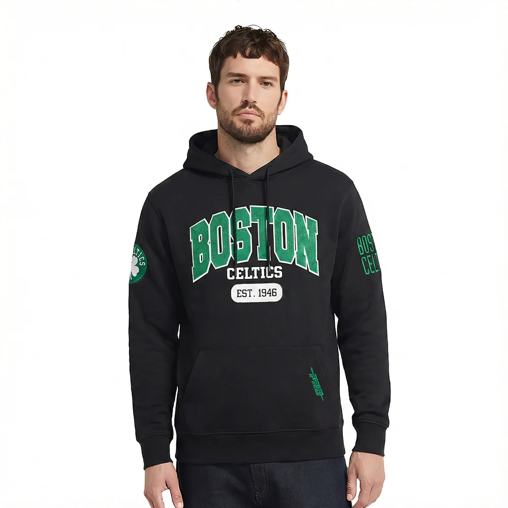 NBA BOSTON CELTICS CITY ARCH MEN'S FLC PO HOODIE (BLACK)