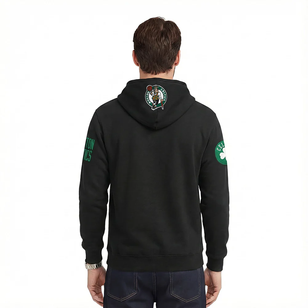 NBA BOSTON CELTICS CITY ARCH MEN'S FLC PO HOODIE (BLACK) - Image 2