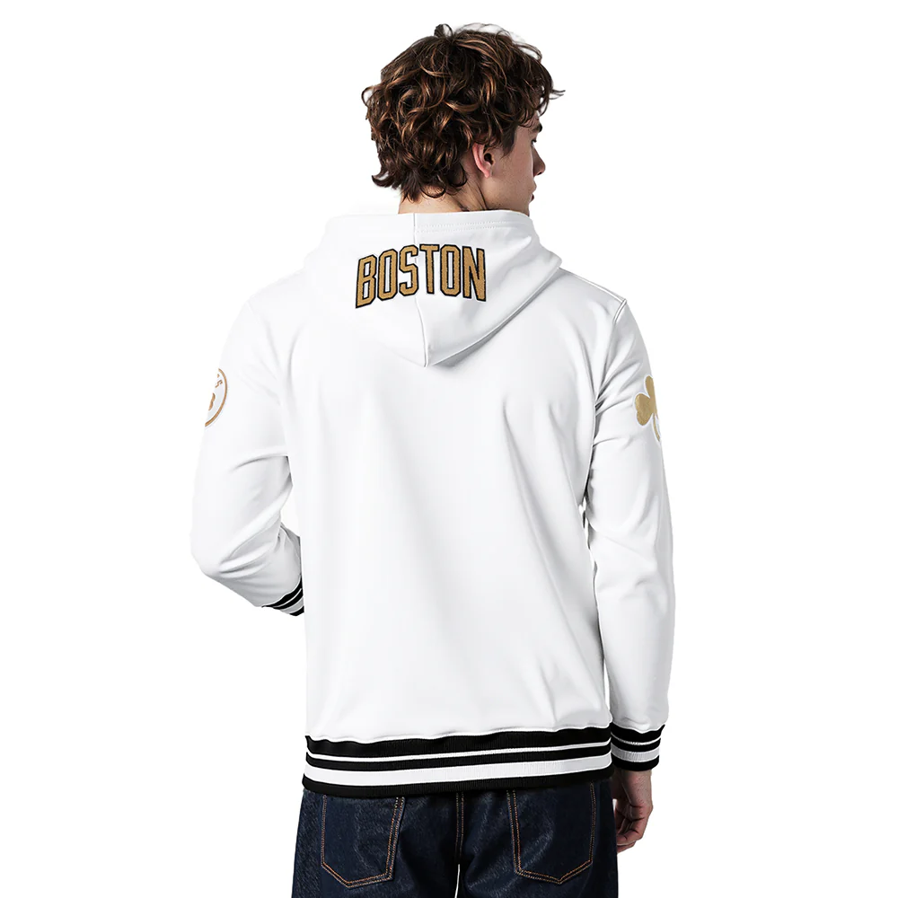 NBA BOSTON CELTICS CITY EDITION 25-26 MEN'S RIB FLC PO HOODIE (WHITE/BLACK) - Image 2