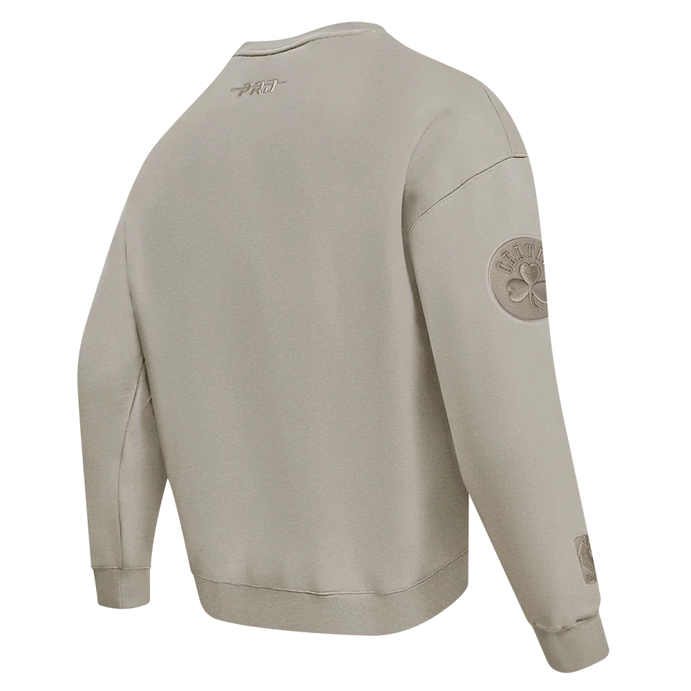 NBA BOSTON CELTICS JAYSON TATUM #0 NEUTRAL PNN MEN'S DROP SHOULDER FLC CREWNECK (TAUPE) - Image 4