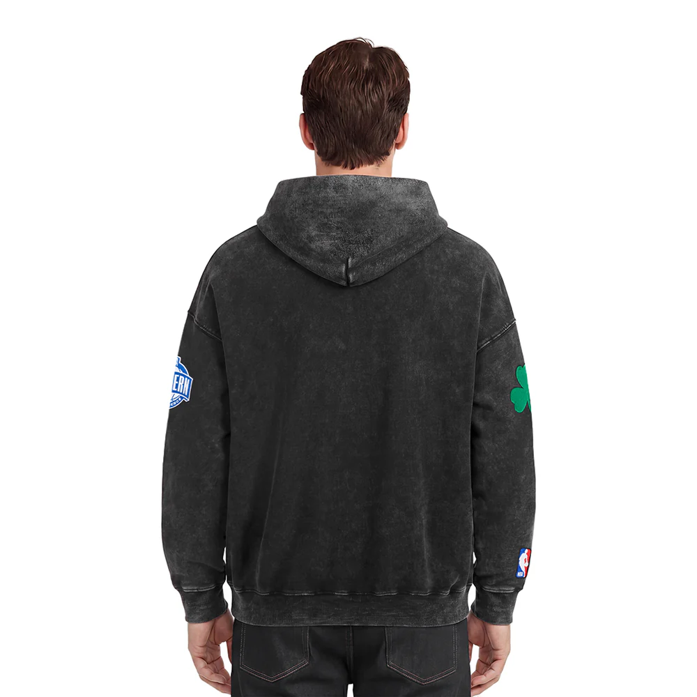 NBA BOSTON CELTICS FIRST TEAM MEN'S PULL OVER HOODIE (WASHED BLACK) - Image 2