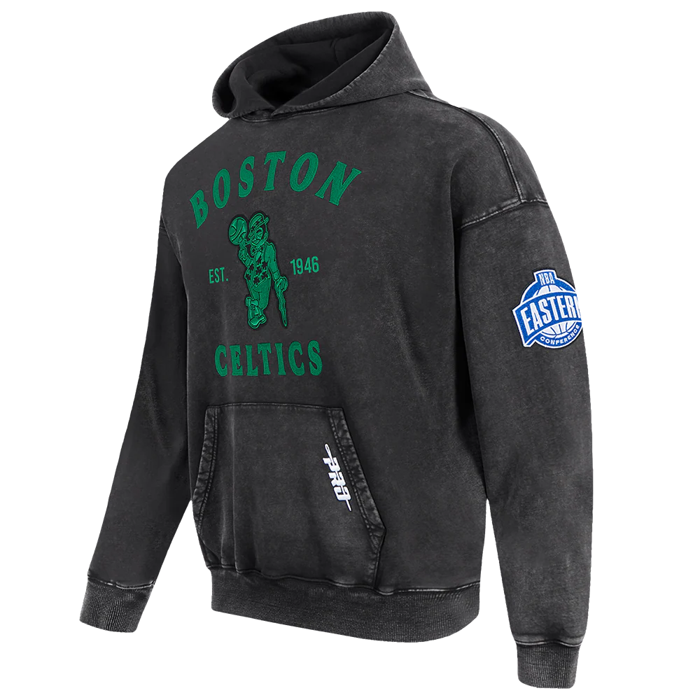 NBA BOSTON CELTICS FIRST TEAM MEN'S PULL OVER HOODIE (WASHED BLACK) - Image 3