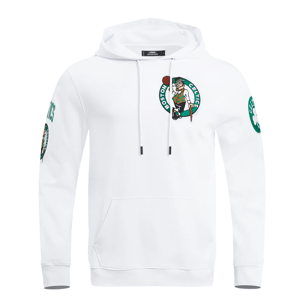 NBA BOSTON CELTICS CLASSIC CHENILLE MEN'S PULLOVER HOODIE (WHITE)