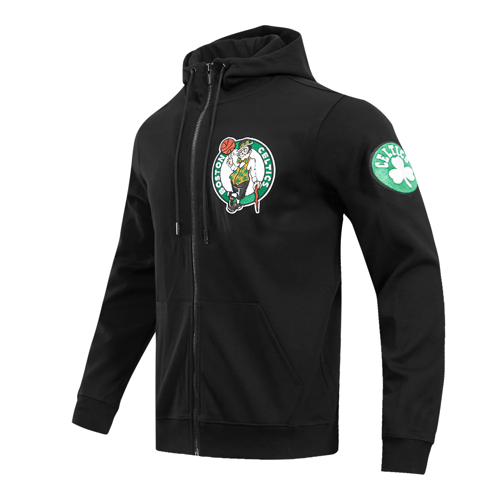 NBA BOSTON CELTICS CLASSIC CHENILLE MEN'S FULL ZIP HOODIE (BLACK) - Image 2