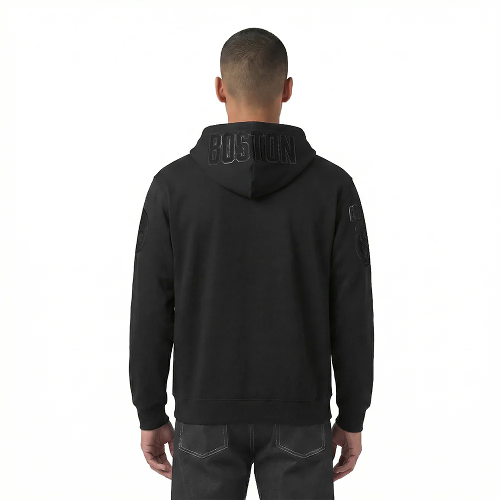 NBA BOSTON CELTICS TRIPLE BLACK LOGO MEN'S ZIPPER HOODIE  (TRIPLE BLACK) - Image 2