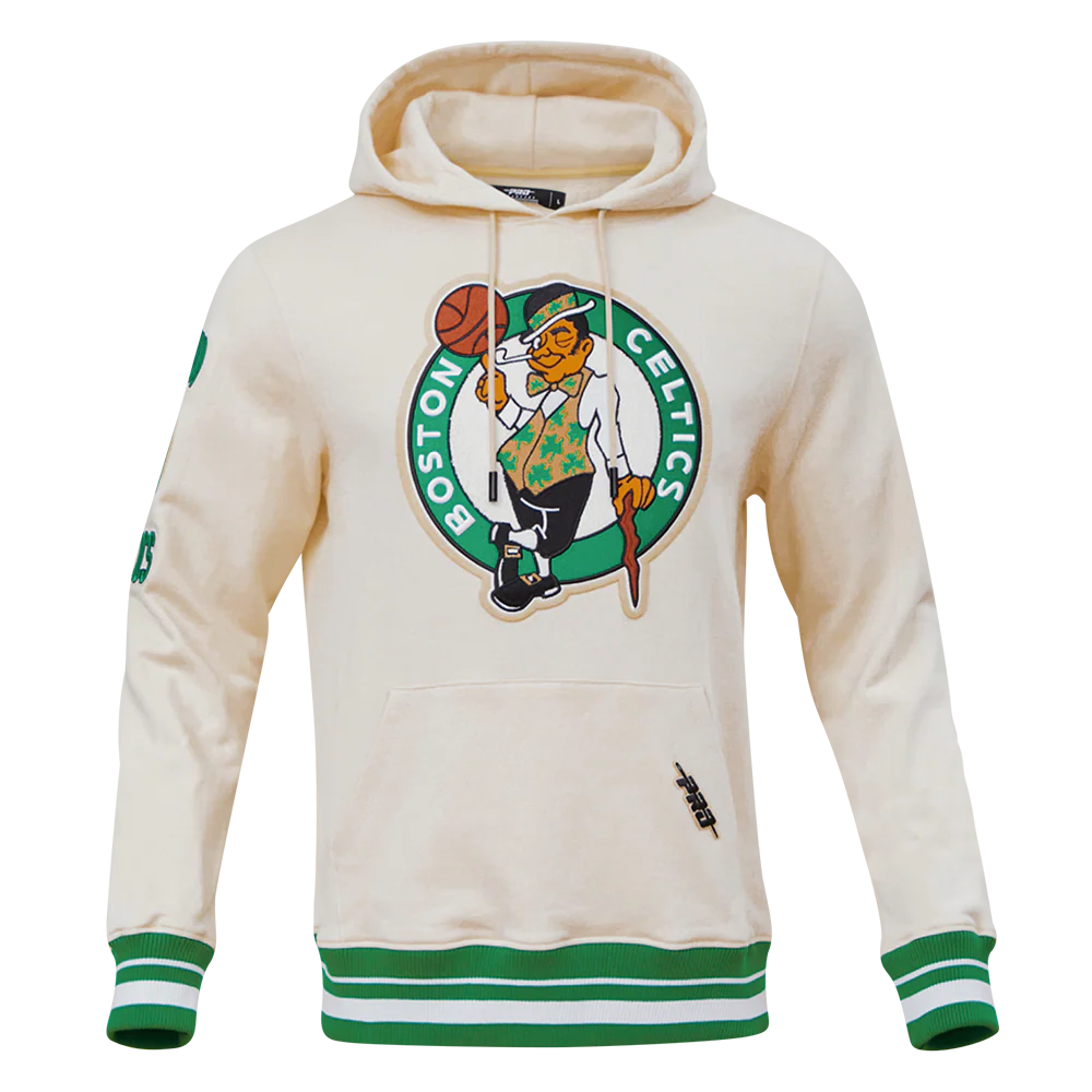 NBA BOSTON CELTICS RETRO CLASSIC MEN'S PULLOVER HOODIE (EGGSHELL/KELLY GREEN)