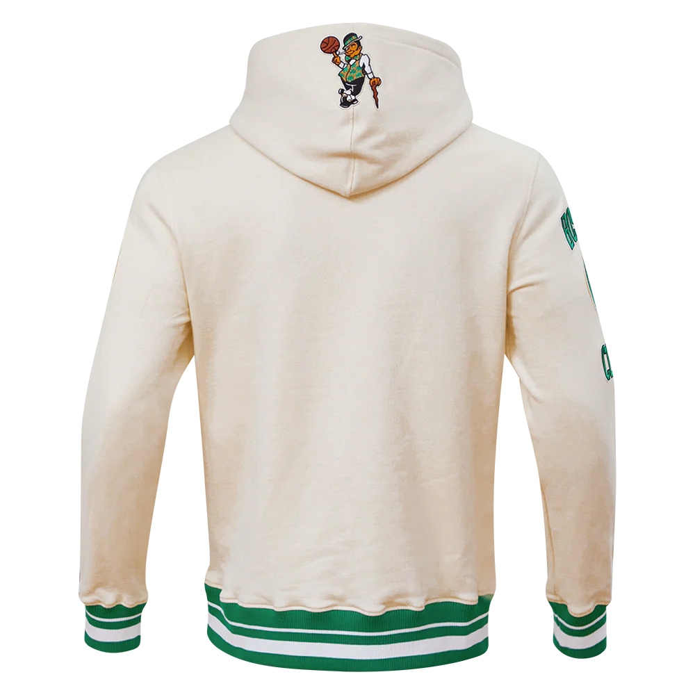 NBA BOSTON CELTICS RETRO CLASSIC MEN'S PULLOVER HOODIE (EGGSHELL/KELLY GREEN) - Image 4