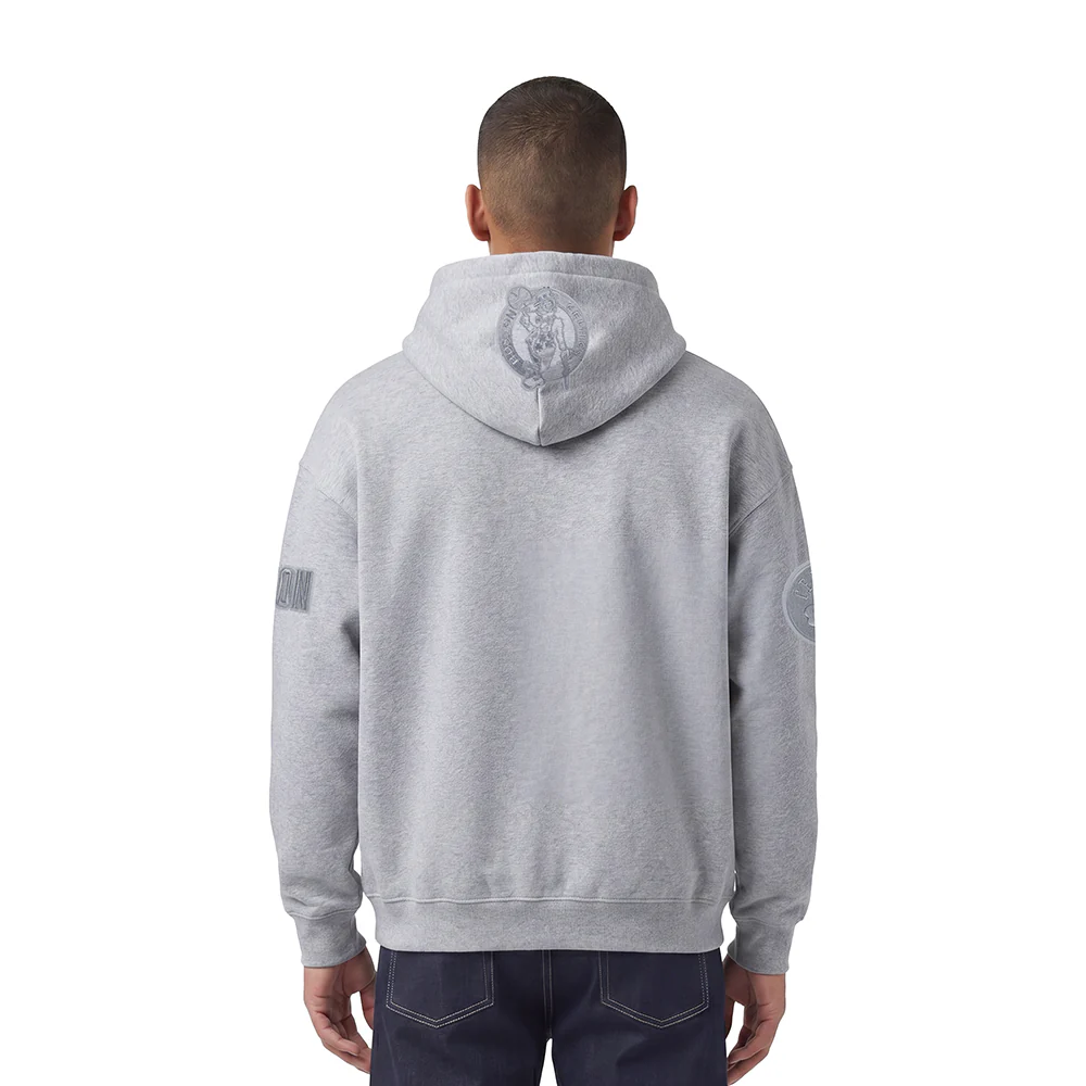NBA BOSTON CELTICS NEUTRAL MEN'S DROP SHOULDER PULLOVER HOODIE (DARK HEATHER GRAY) - Image 2