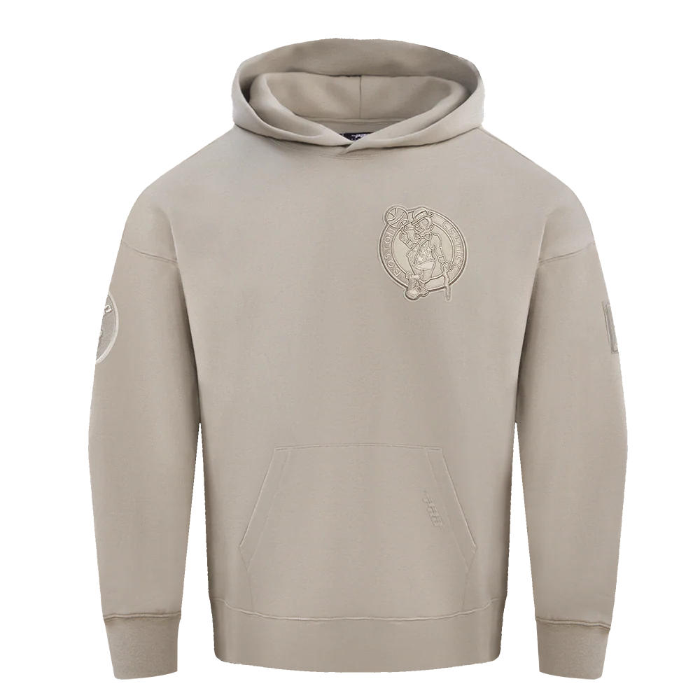 NBA BOSTON CELTICS NEUTRAL DROP SHOULDER FLEECE PULLOVER HOODIE (TAUPE) - Image 3