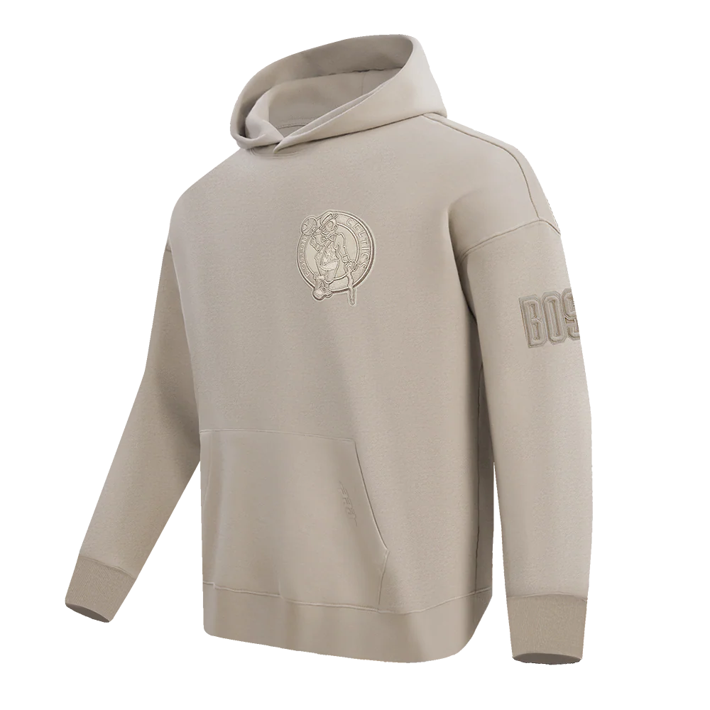 NBA BOSTON CELTICS NEUTRAL DROP SHOULDER FLEECE PULLOVER HOODIE (TAUPE) - Image 4