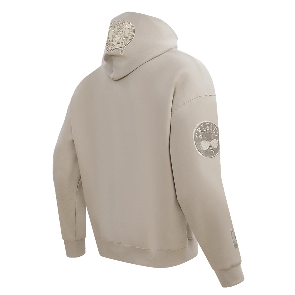 NBA BOSTON CELTICS NEUTRAL DROP SHOULDER FLEECE PULLOVER HOODIE (TAUPE) - Image 5
