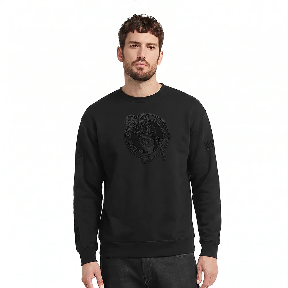 NBA BOSTON CELTICS NEUTRAL DROP SHOULDER FLEECE CREWNECK (BLACK)