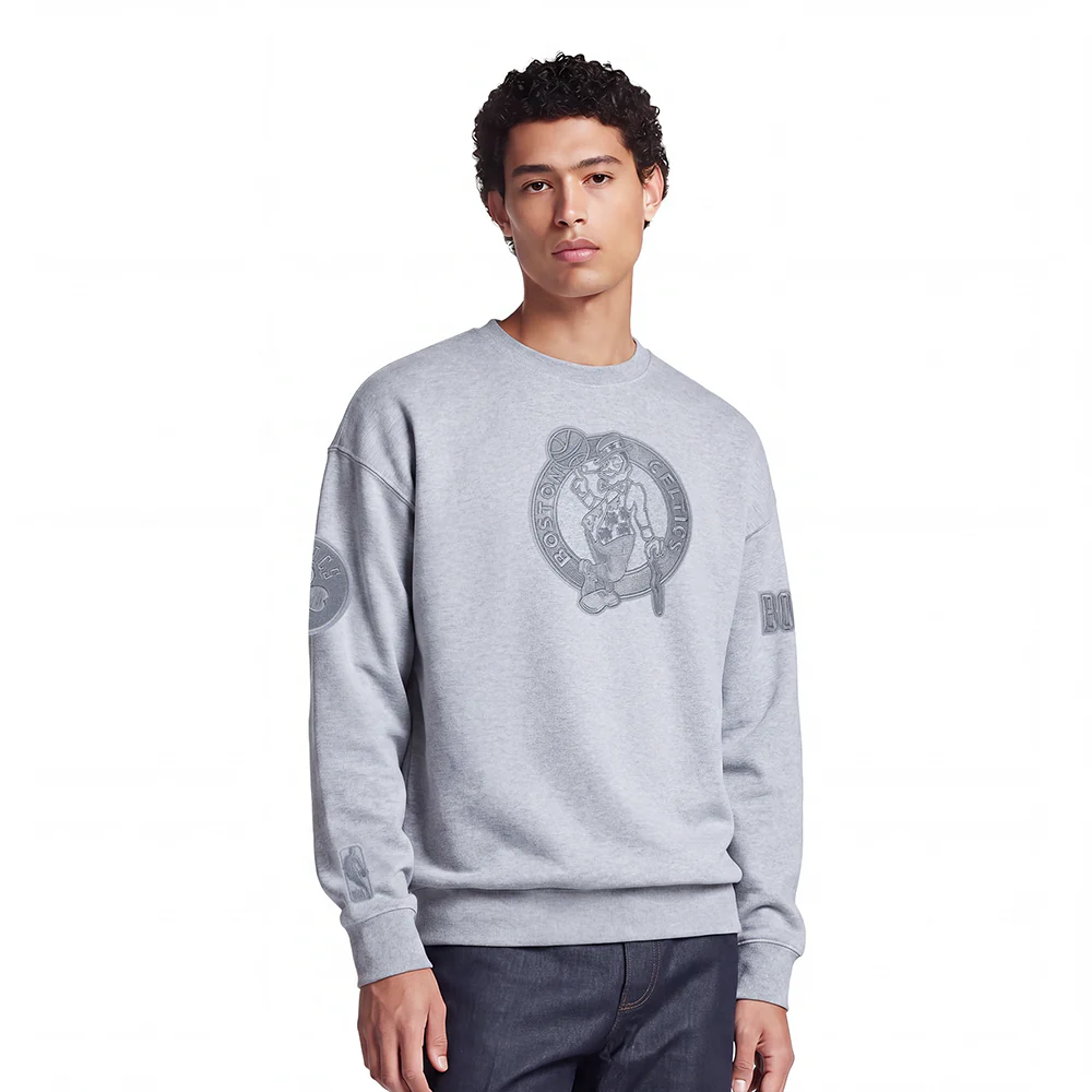 NBA BOSTON CELTICS NEUTRAL MEN'S DROP SHOULDER FLC CREWNECK (DARK HEATHER GRAY)