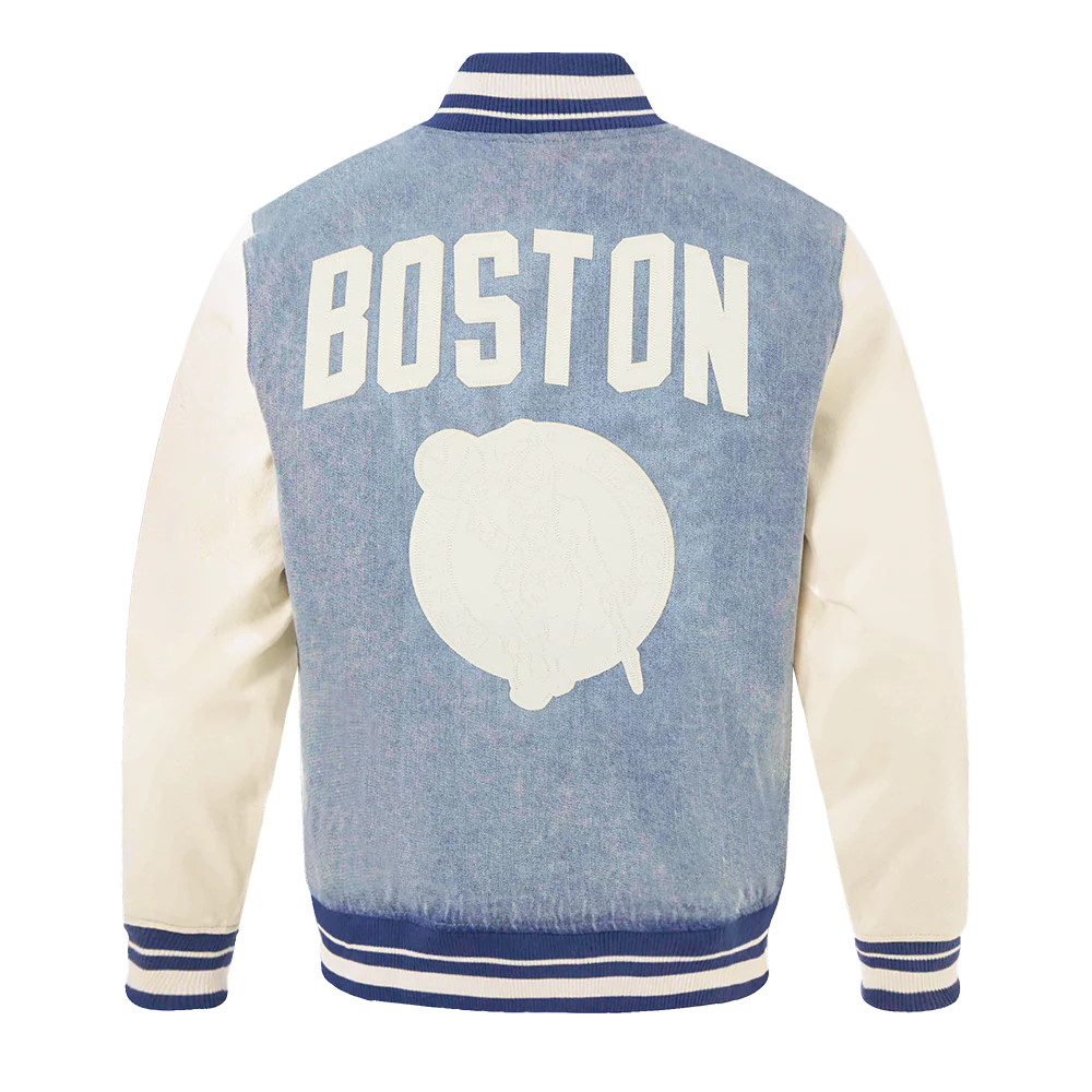 NBA BOSTON CELTICS VARSITY BLUES MEN'S DENIM VARSITY MEN'S JACKET (DENIM/LINEN) - Image 3