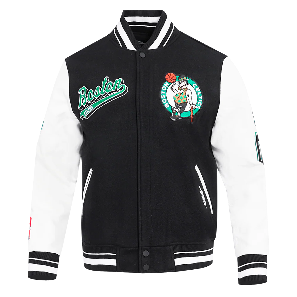 NBA BOSTON CELTICS SCRIPT TAIL MEN'S RIB WOOL VARSITY (BLACK/WHITE)
