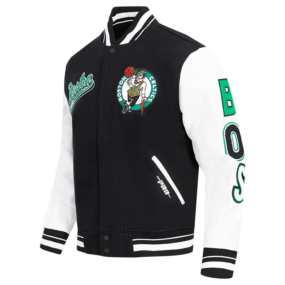 NBA BOSTON CELTICS SCRIPT TAIL MEN'S RIB WOOL VARSITY (BLACK/WHITE) - Image 2