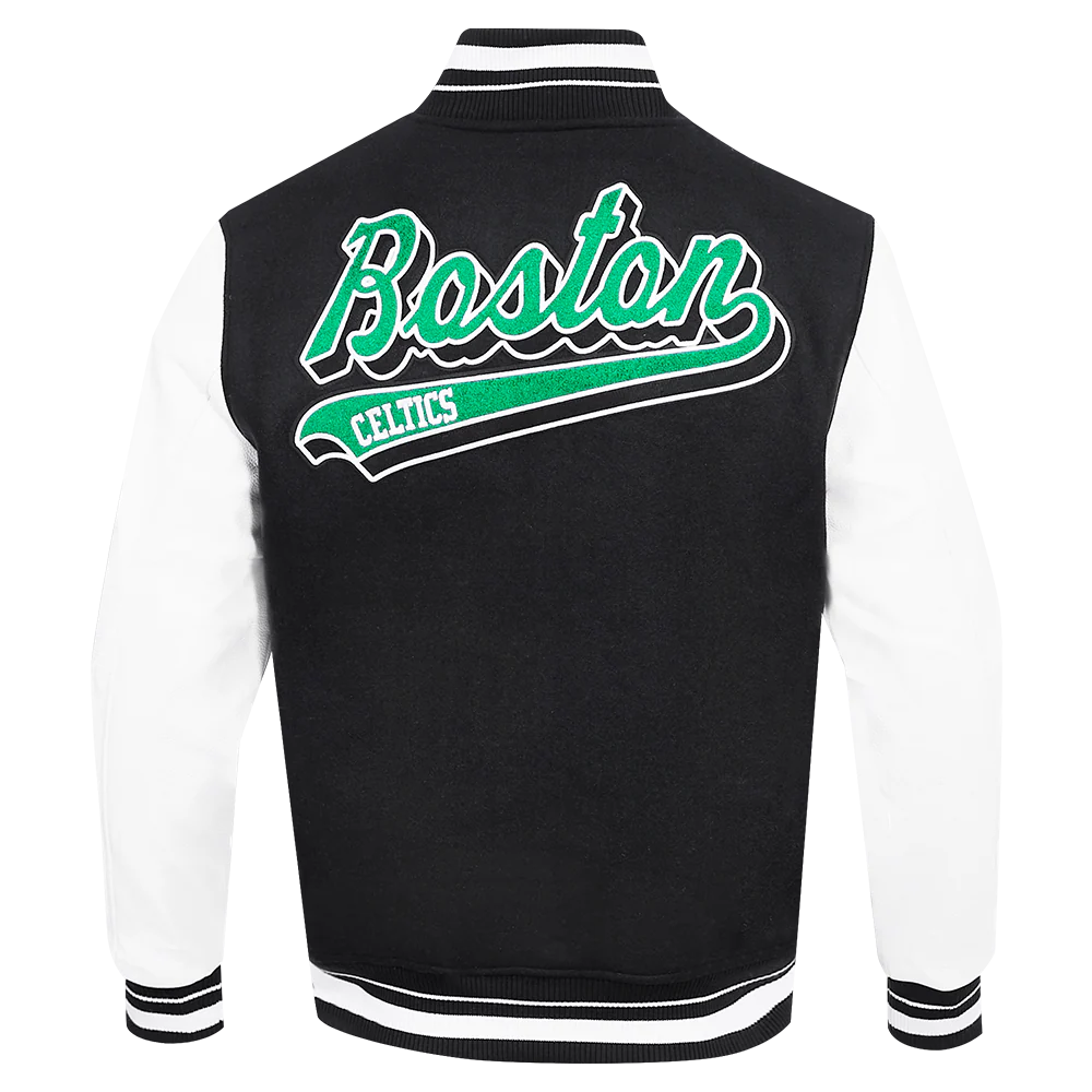 NBA BOSTON CELTICS SCRIPT TAIL MEN'S RIB WOOL VARSITY (BLACK/WHITE) - Image 3