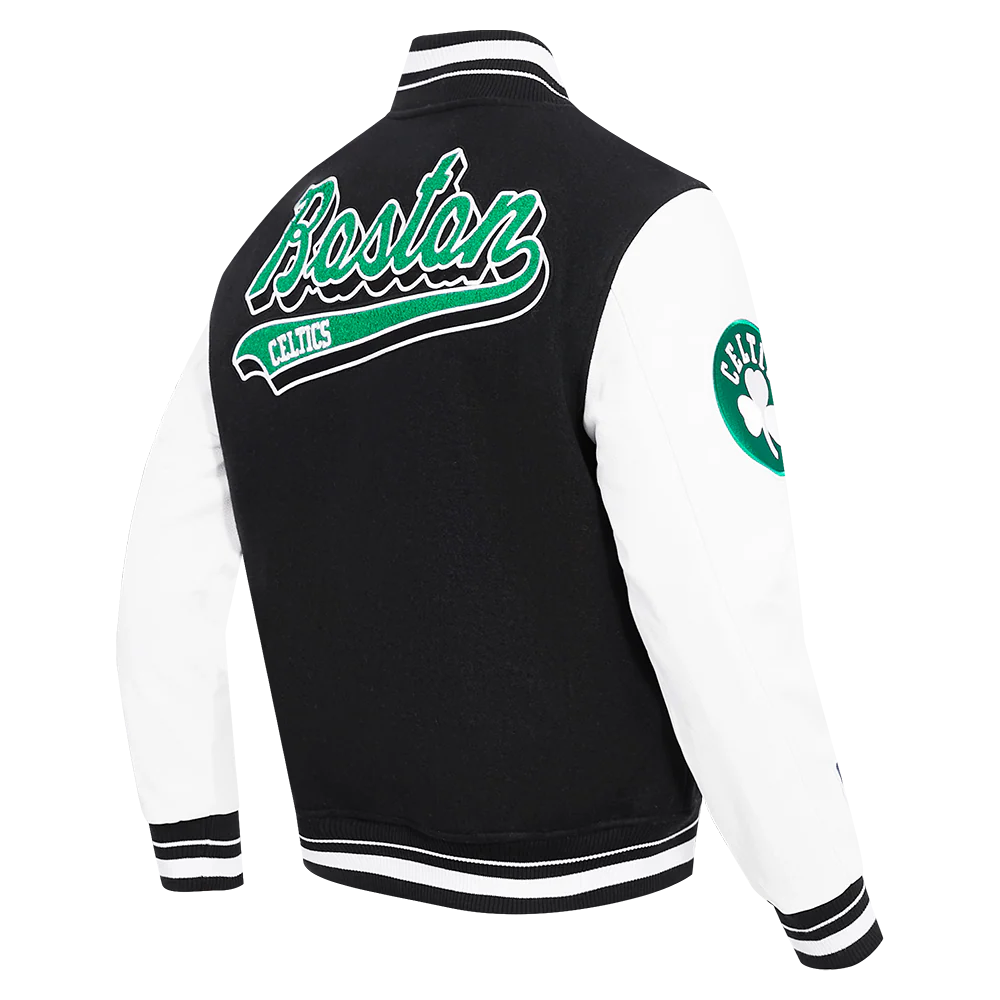 NBA BOSTON CELTICS SCRIPT TAIL MEN'S RIB WOOL VARSITY (BLACK/WHITE) - Image 4