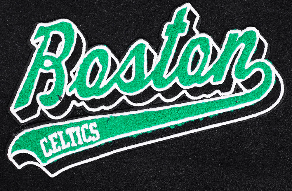 NBA BOSTON CELTICS SCRIPT TAIL MEN'S RIB WOOL VARSITY (BLACK/WHITE) - Image 5