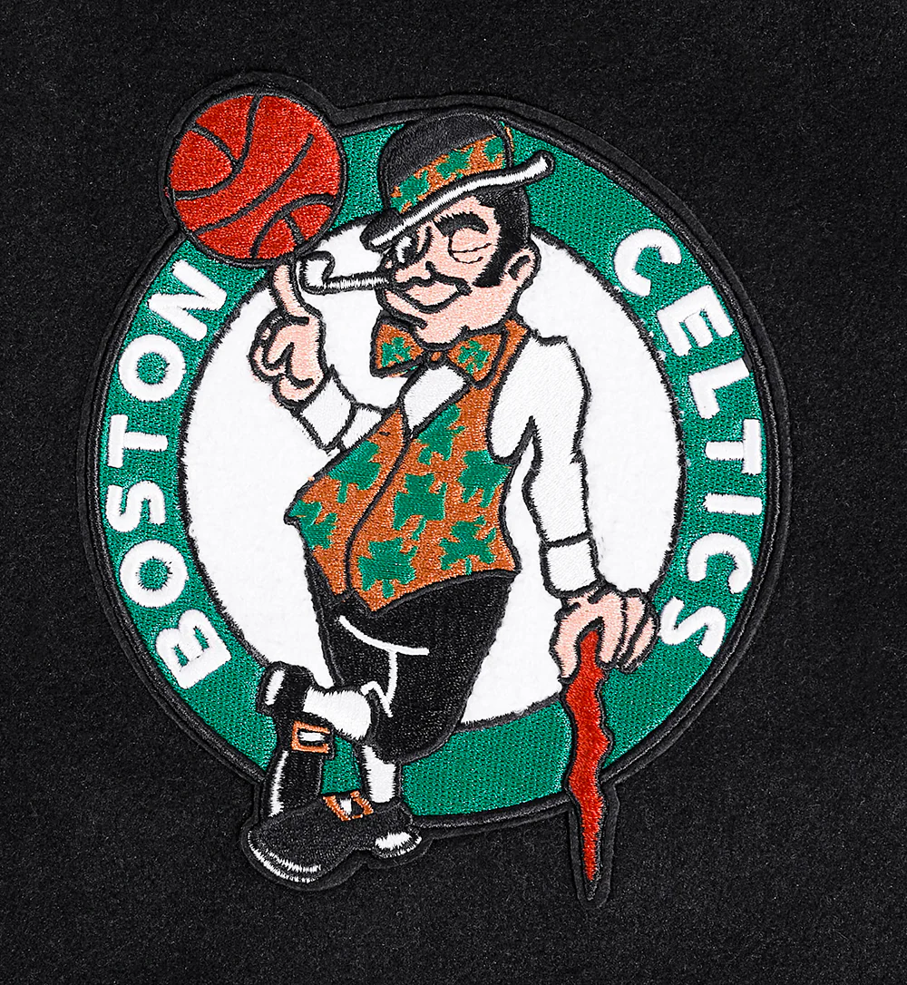 NBA BOSTON CELTICS SCRIPT TAIL MEN'S RIB WOOL VARSITY (BLACK/WHITE) - Image 6