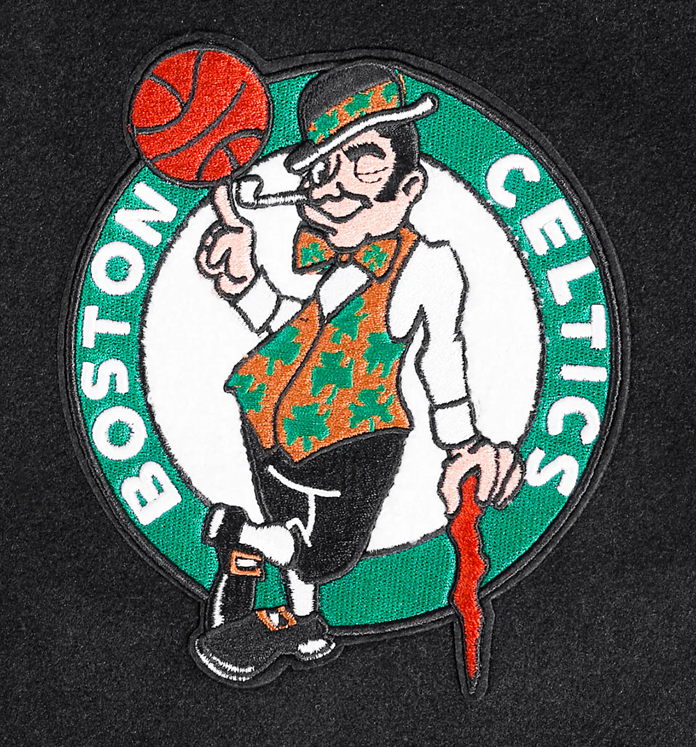 NBA BOSTON CELTICS SCRIPT TAIL MEN'S RIB WOOL VARSITY (BLACK/WHITE) - Image 7