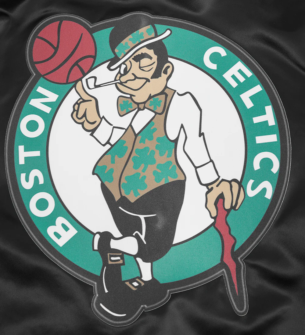 NBA BOSTON CELTICS SCRIPT TAIL MEN'S SATIN JACKET (BLACK) - Image 5