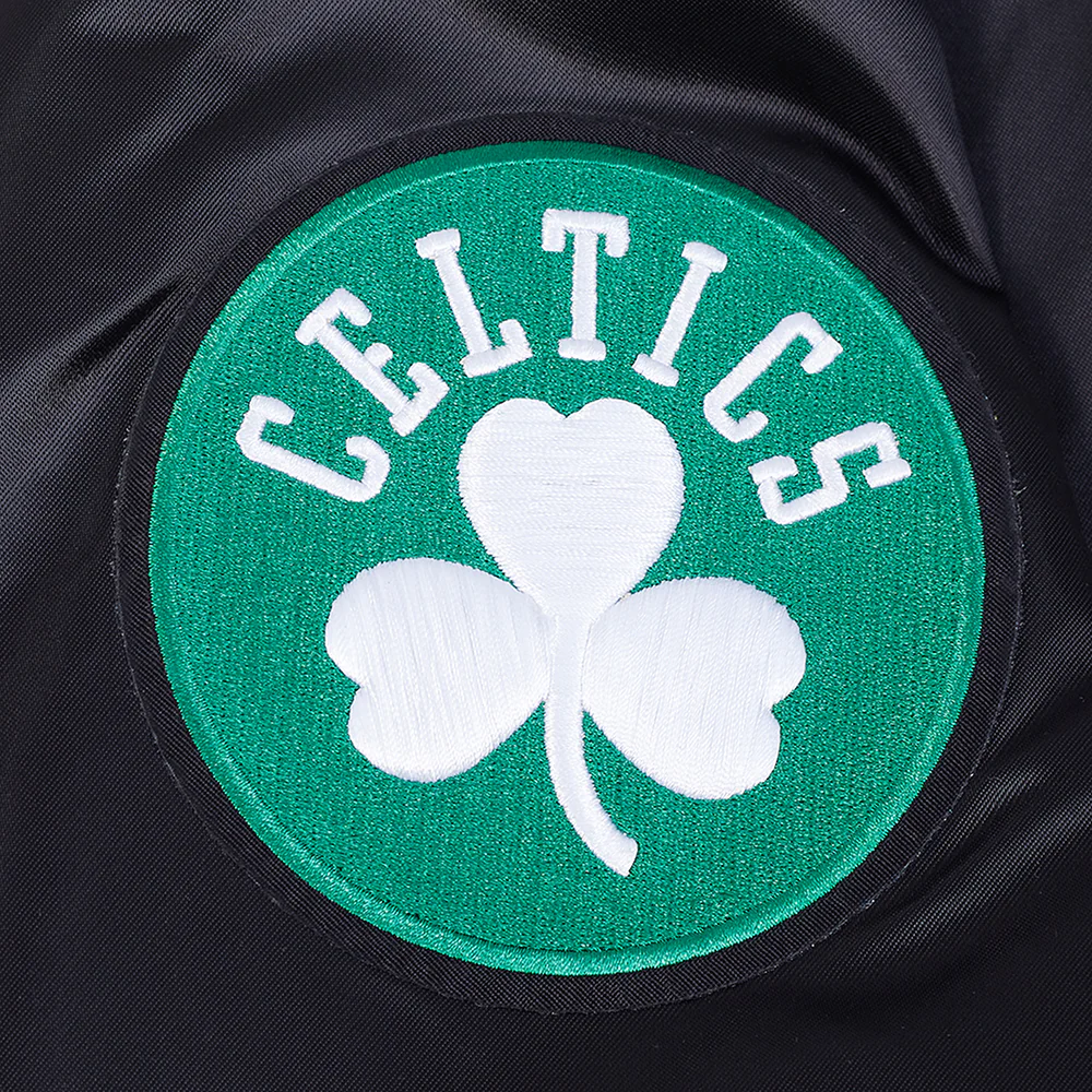 NBA BOSTON CELTICS OLD ENGLISH MEN'S RIB SATIN JACKET (BLACK) - Image 18