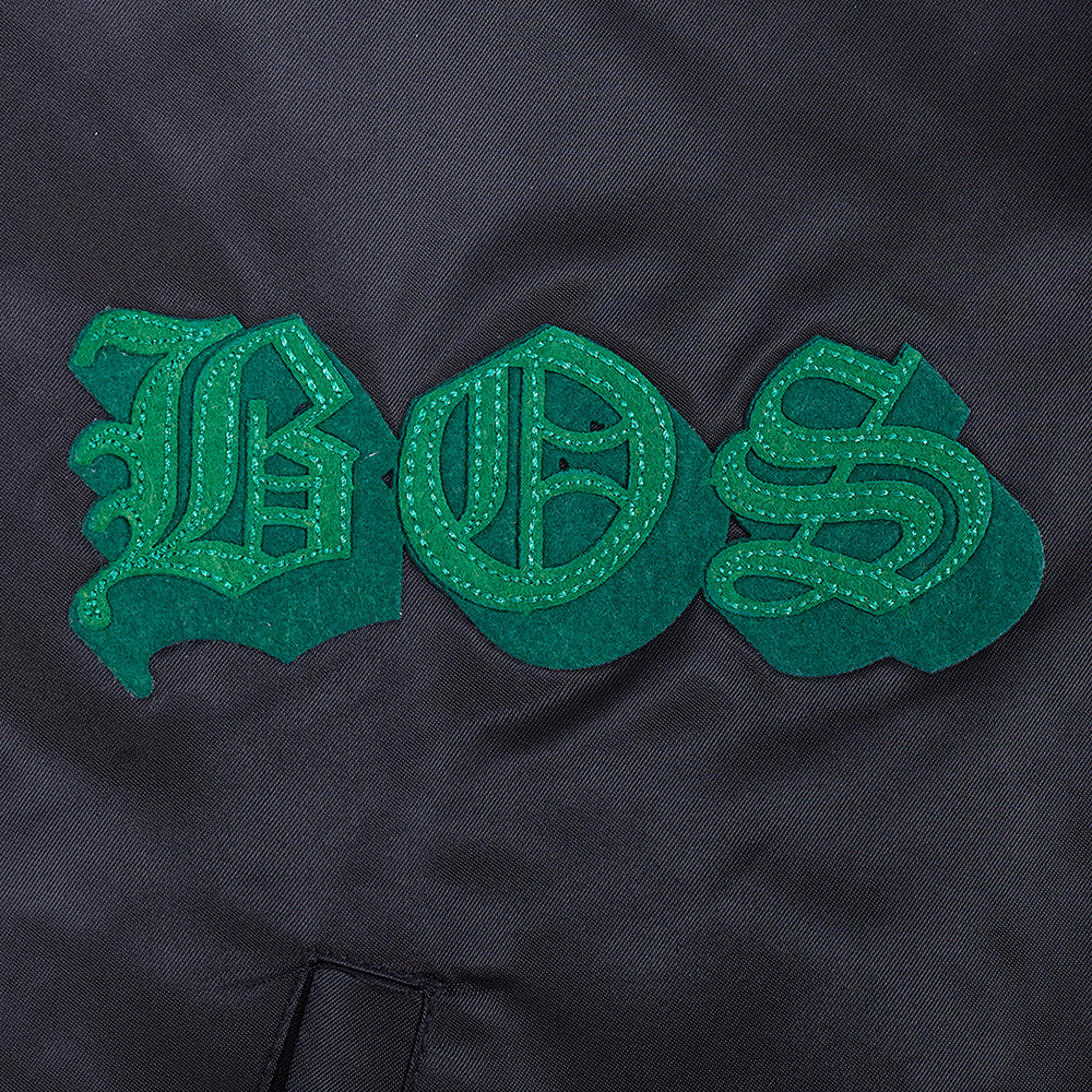 NBA BOSTON CELTICS OLD ENGLISH MEN'S RIB SATIN JACKET (BLACK) - Image 9
