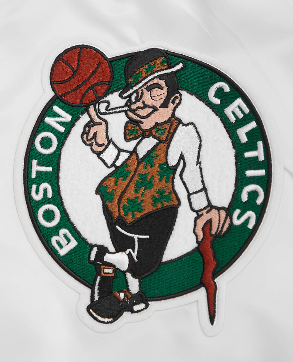 NBA BOSTON CELTICS MASHUP MEN'S RIB SATIN JACKET (WHITE/GREEN) - Image 7