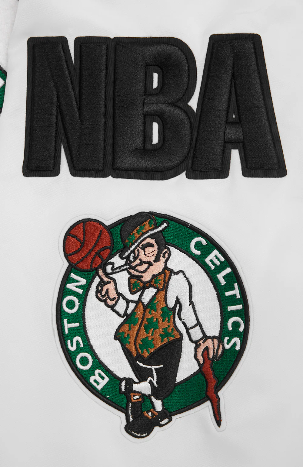 NBA BOSTON CELTICS MASHUP MEN'S RIB SATIN JACKET (WHITE/GREEN) - Image 9