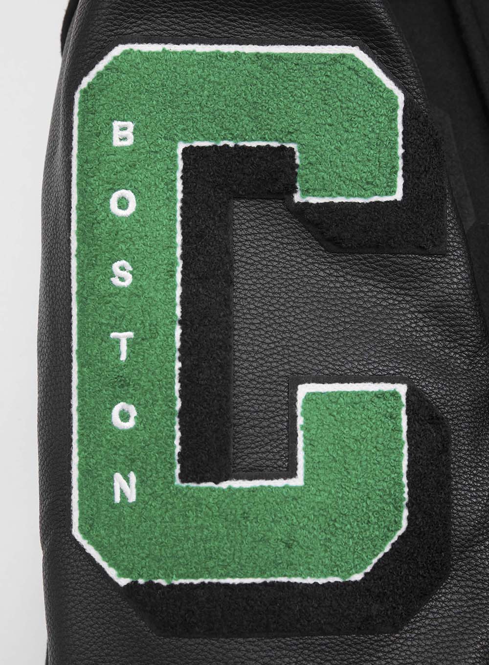 NBA BOSTON CELTICS MASHUP MEN'S RIB WOOL VARSITY JACKET (BLACK/GREEN) - Image 9