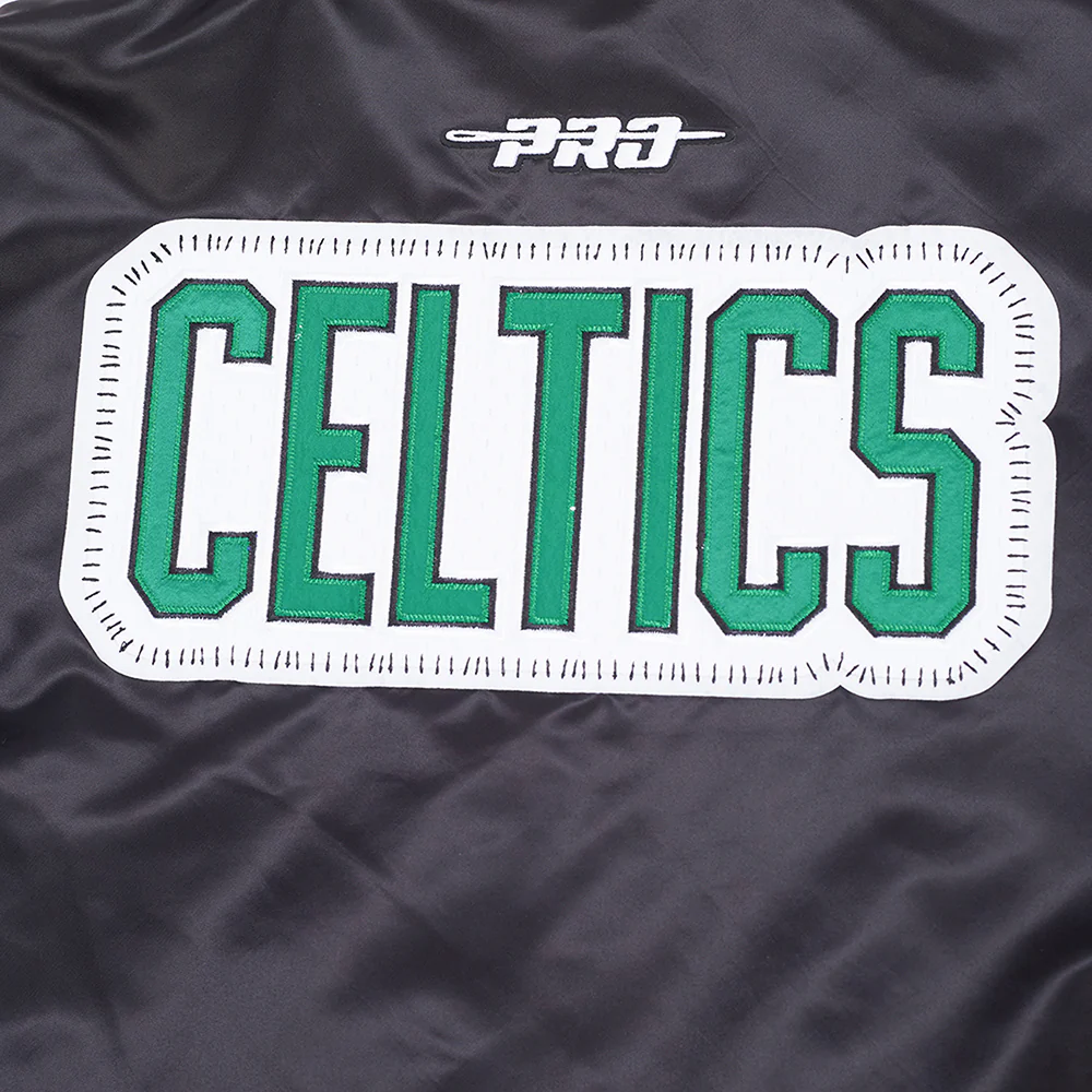 NBA BOSTON CELTICS DIY PICK STITCH MEN'S RIB SATIN JACKET (BLACK) - Image 6