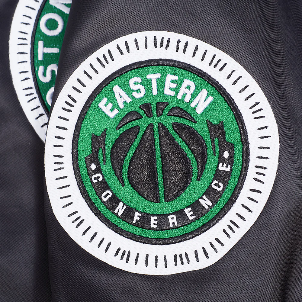 NBA BOSTON CELTICS DIY PICK STITCH MEN'S RIB SATIN JACKET (BLACK) - Image 7