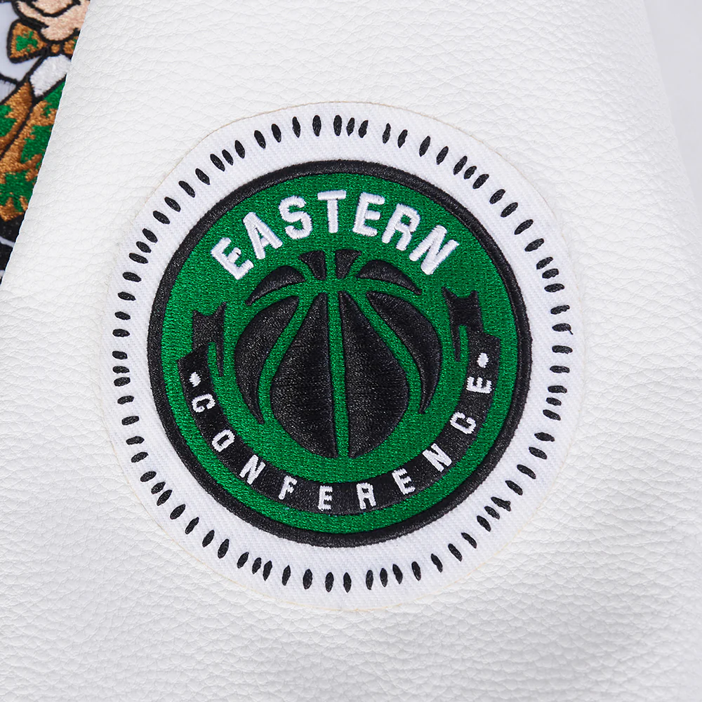 NBA BOSTON CELTICS DIY PICK STITCH MEN'S RIB WOOL VARSITY JACKET (KELLY GREEN/ WHITE) - Image 10