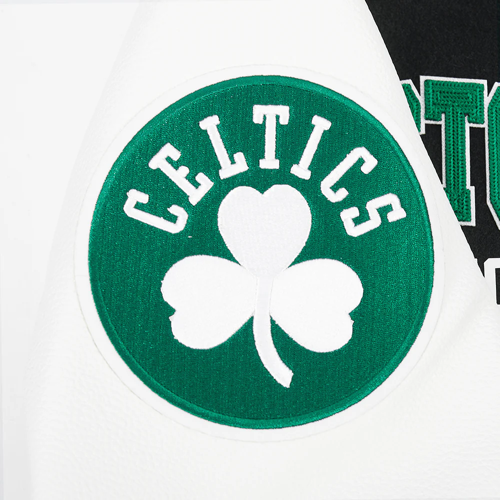 NBA BOSTON CELTICS CITY ARCH MEN'S WOOL VARSITY JACKET (BLACK/WHITE) - Image 9