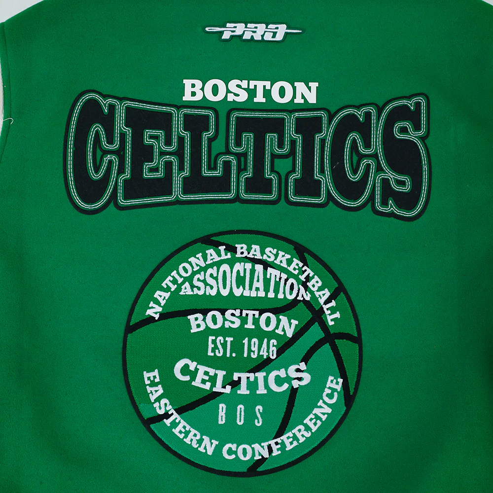 NBA BOSTON CELTICS DAY ONE MEN'S VARSITY JACKET (KELLY GREEN/ WHITE) - Image 11
