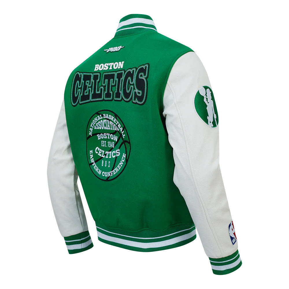 NBA BOSTON CELTICS DAY ONE MEN'S VARSITY JACKET (KELLY GREEN/ WHITE) - Image 4