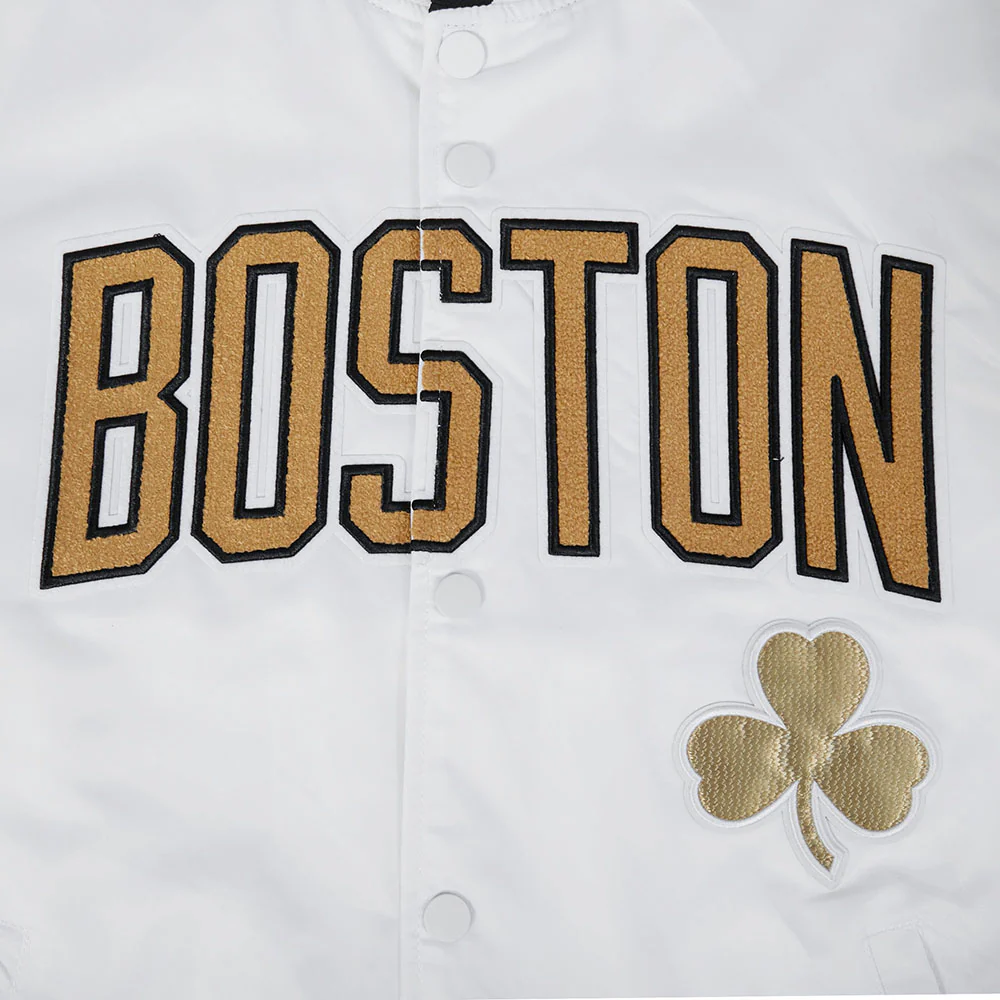 NBA BOSTON CELTICS CITY EDITION 25-26 MEN'S PRO SATIN YD RIB JACKET (WHITE/BLACK) - Image 9