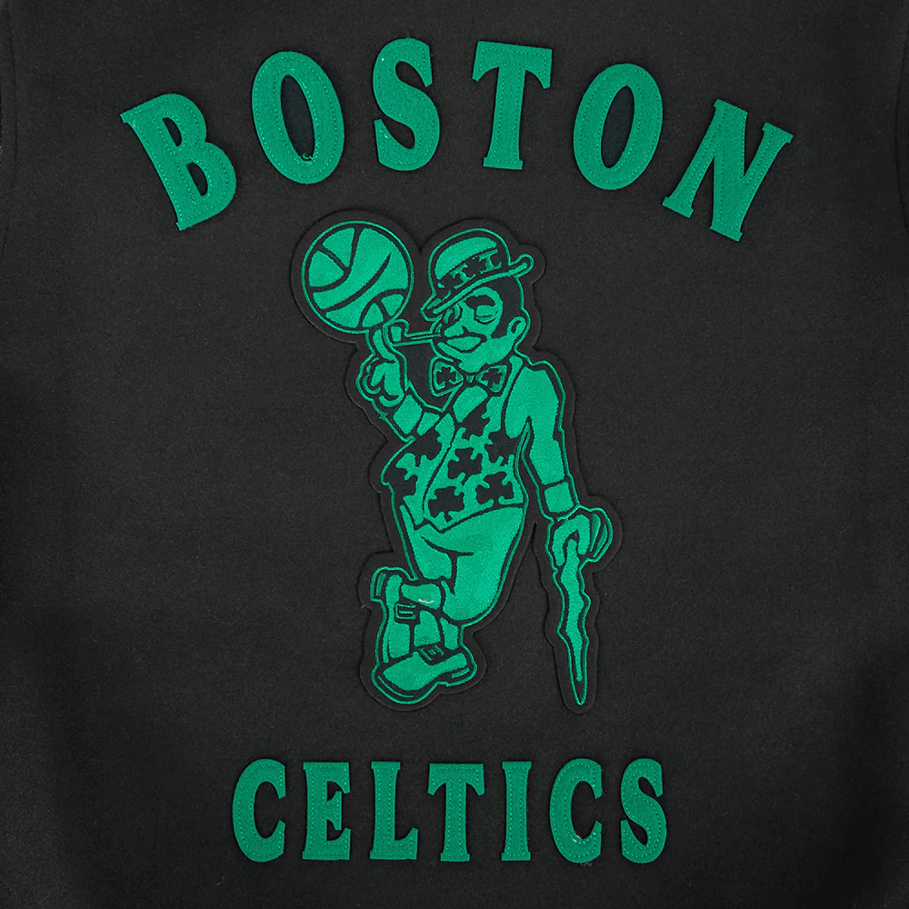 NBA BOSTON CELTICS FIRST TEAM MEN'S VARSITY JACKET (JET BLACK) - Image 6