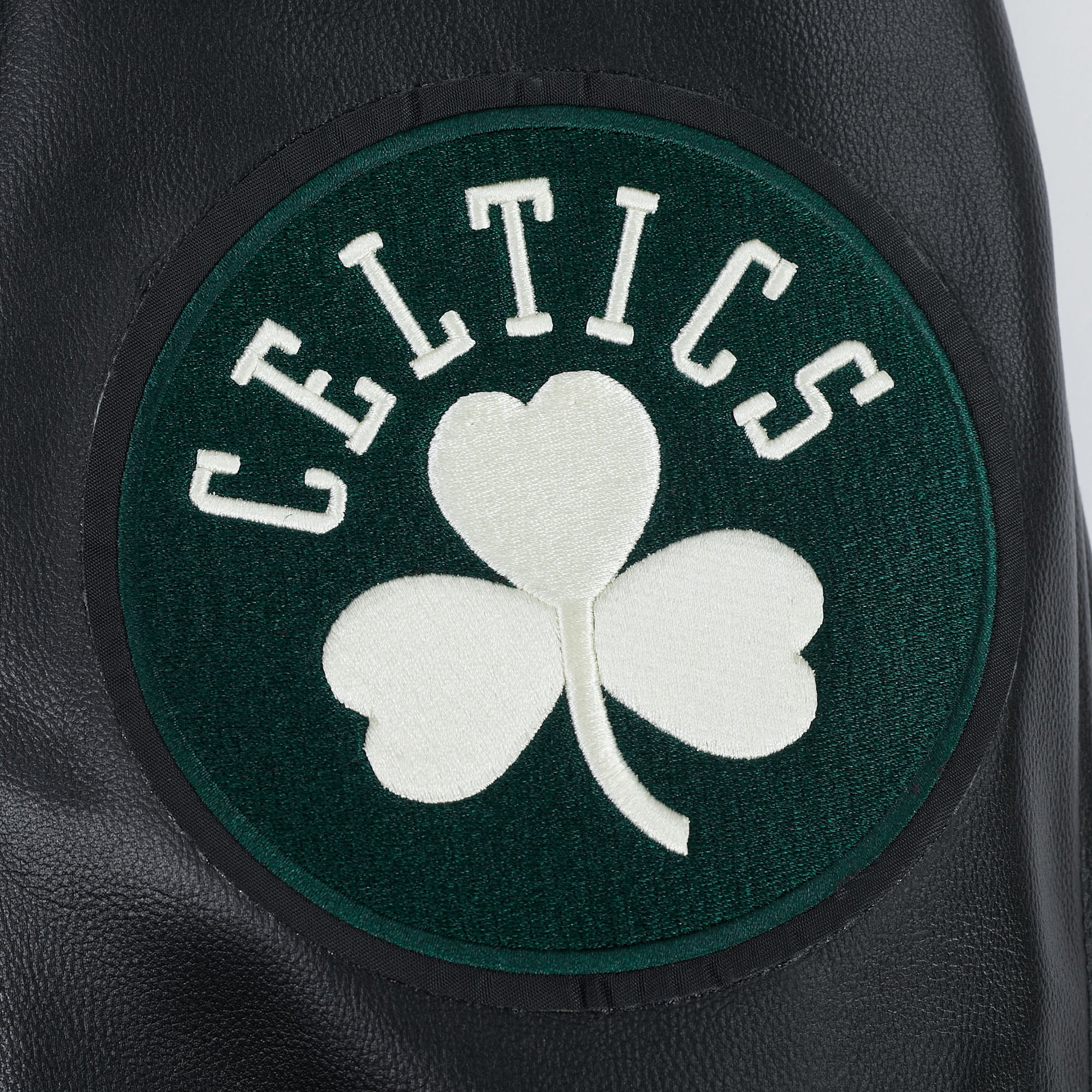NBA BOSTON CELTICS MODERN ORIGINALS MEN'S LEATHER VARSITY JACKET (JET BLACK) - Image 9