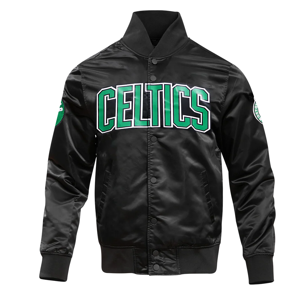 NBA BOSTON CELTICS CLASSIC SATIN MEN'S SATIN JACKET (BLACK)